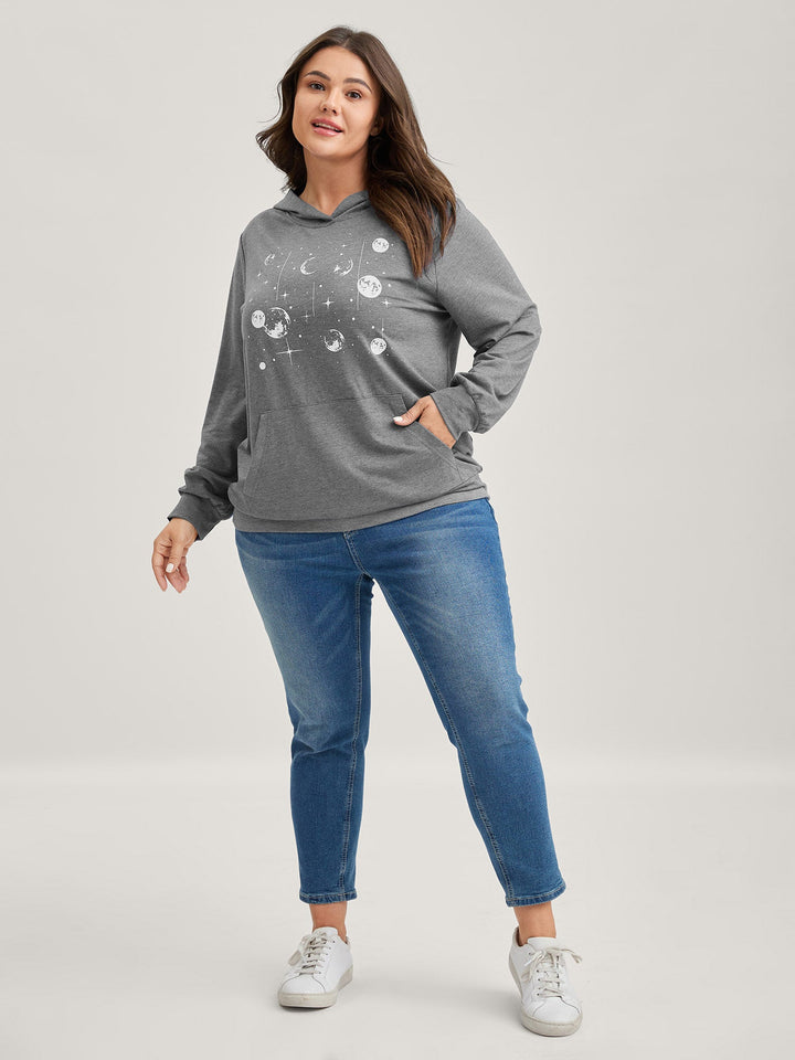 Celestial Print Solid Hoodie