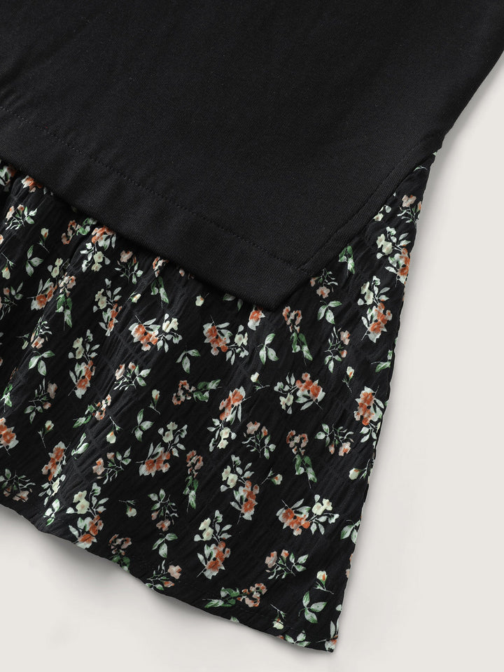 2-in-1 Floral Print Knit Top