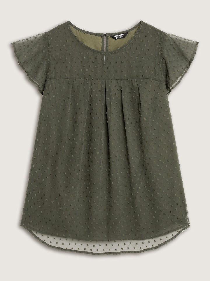 Textured Bust-Ease Ruffled Sleeve Blouse