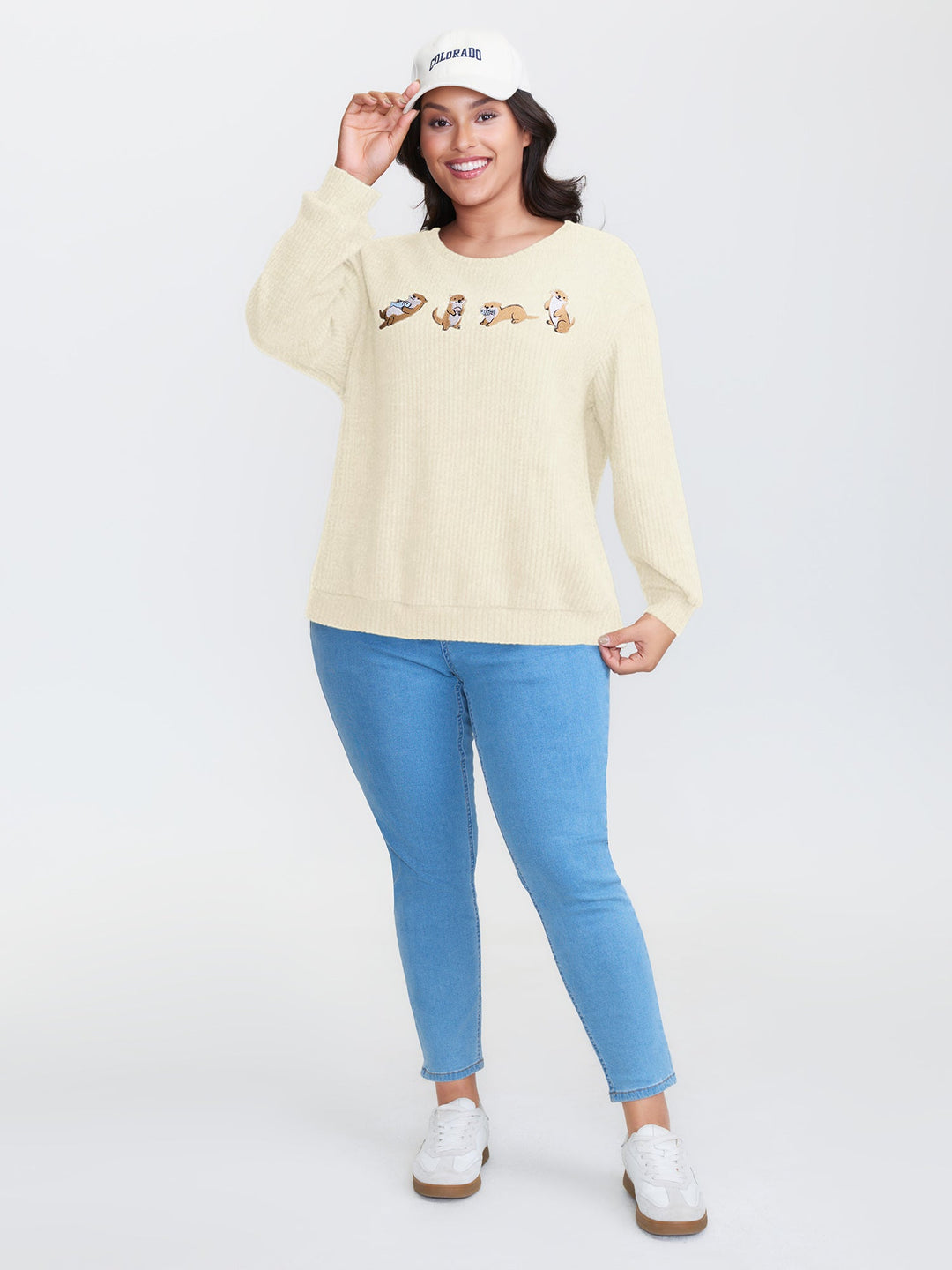 Happy Otter Embroidered Sweatshirt