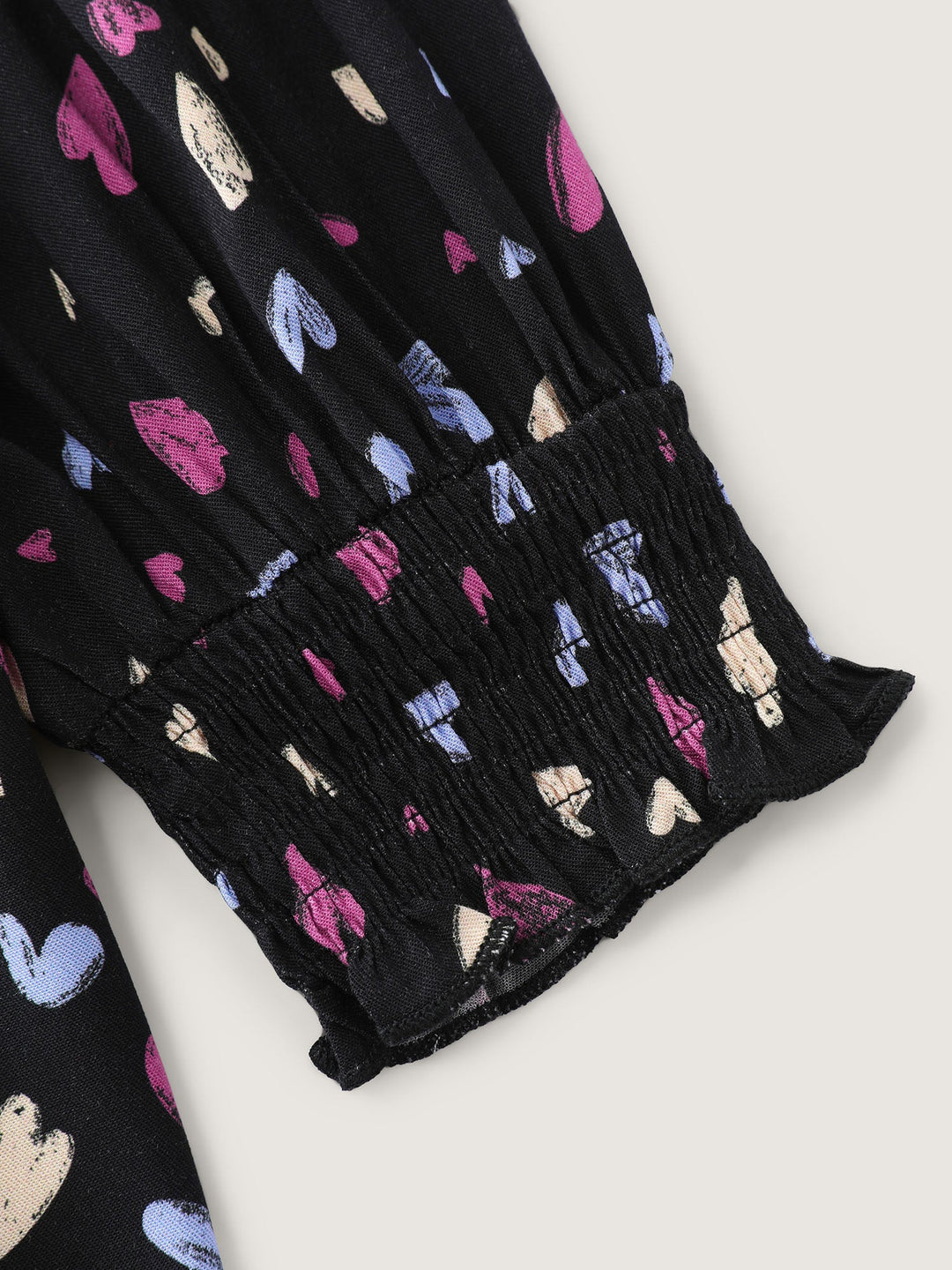 Colorful Heart Print V-Neck Blouse