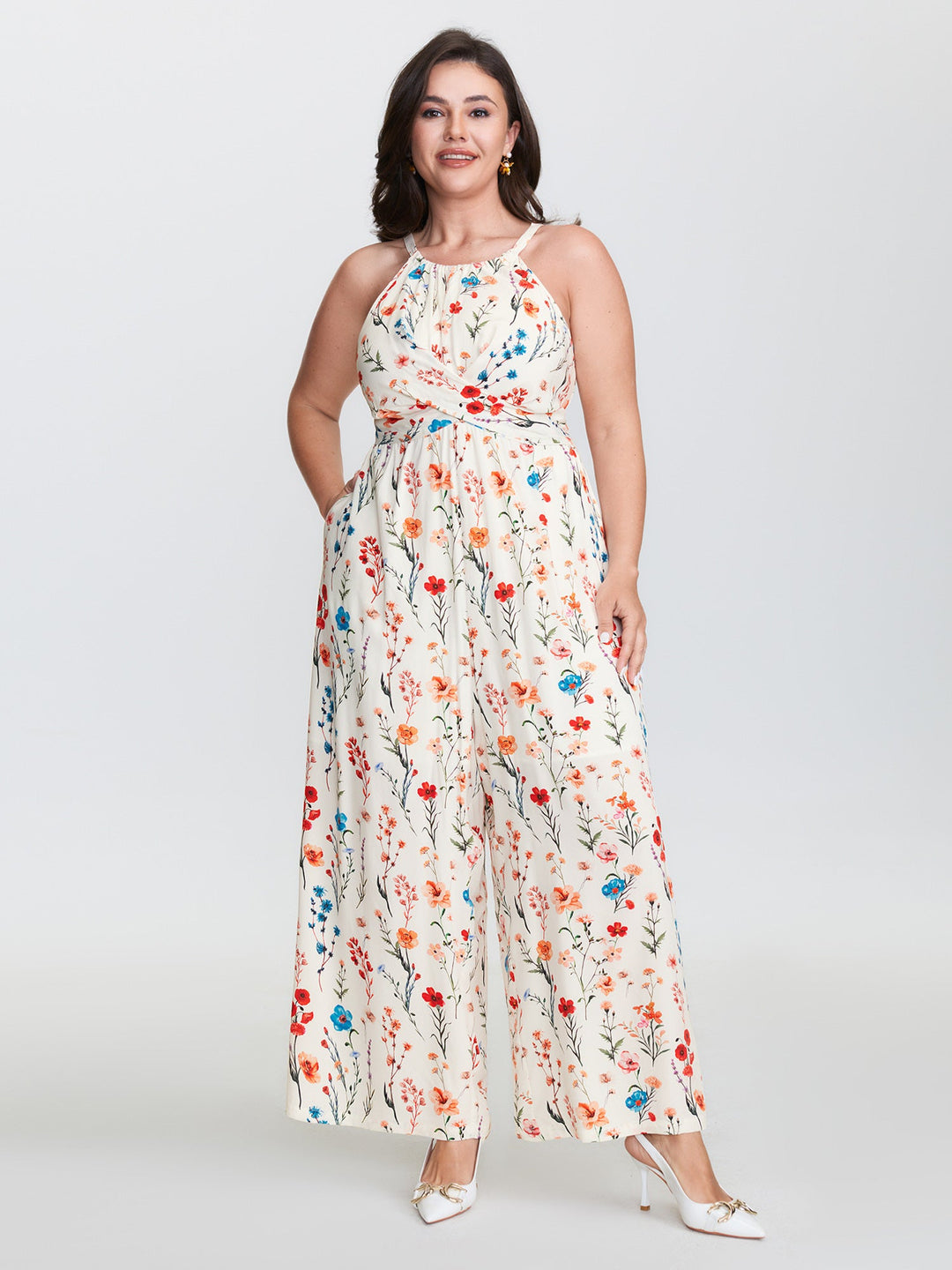 Blooming Florals Waist-Tie Jumpsuit
