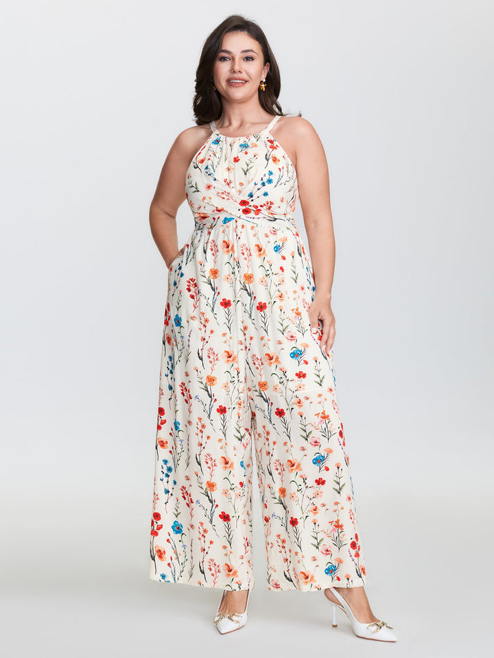 Blooming Florals Waist-Tie Jumpsuit