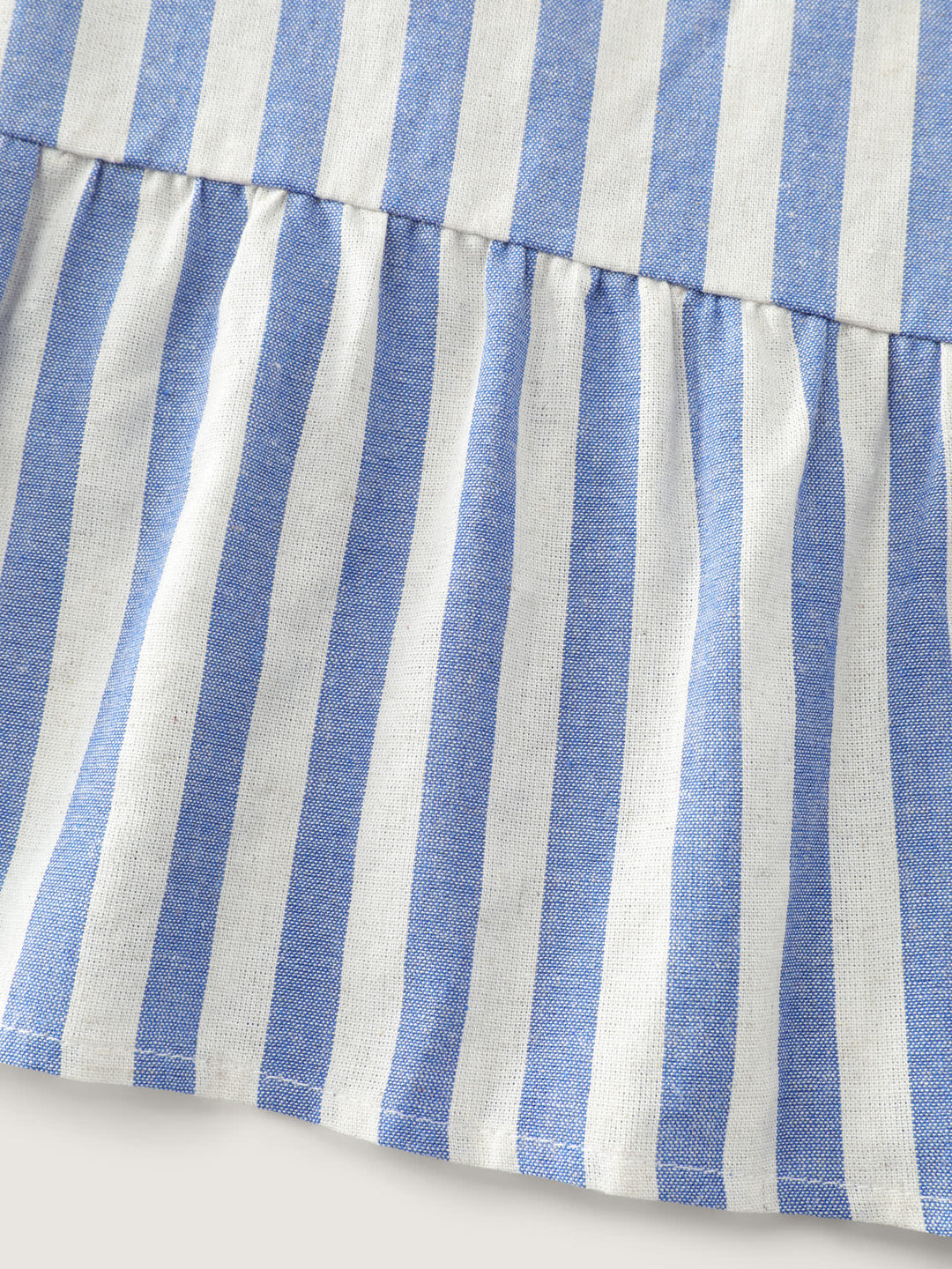 Striped Ruffled Hem Button-Down Top