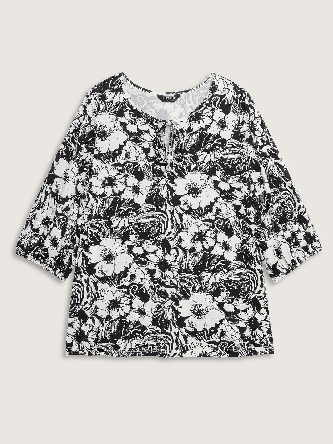 Stretchy Silhouette Flower Knit Top