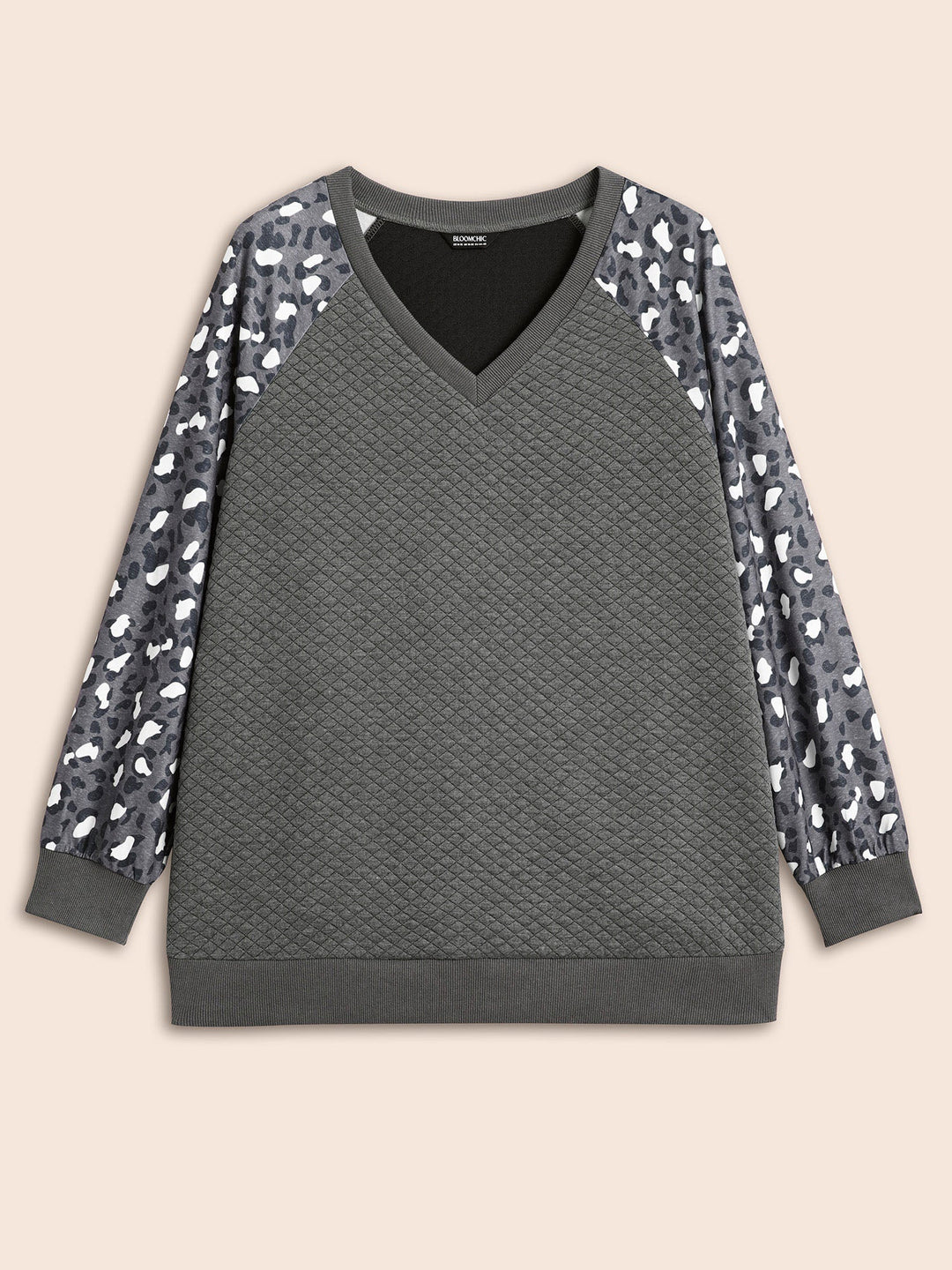 Leopard Print Patchwork Raglan Sleeve Sweatshirt