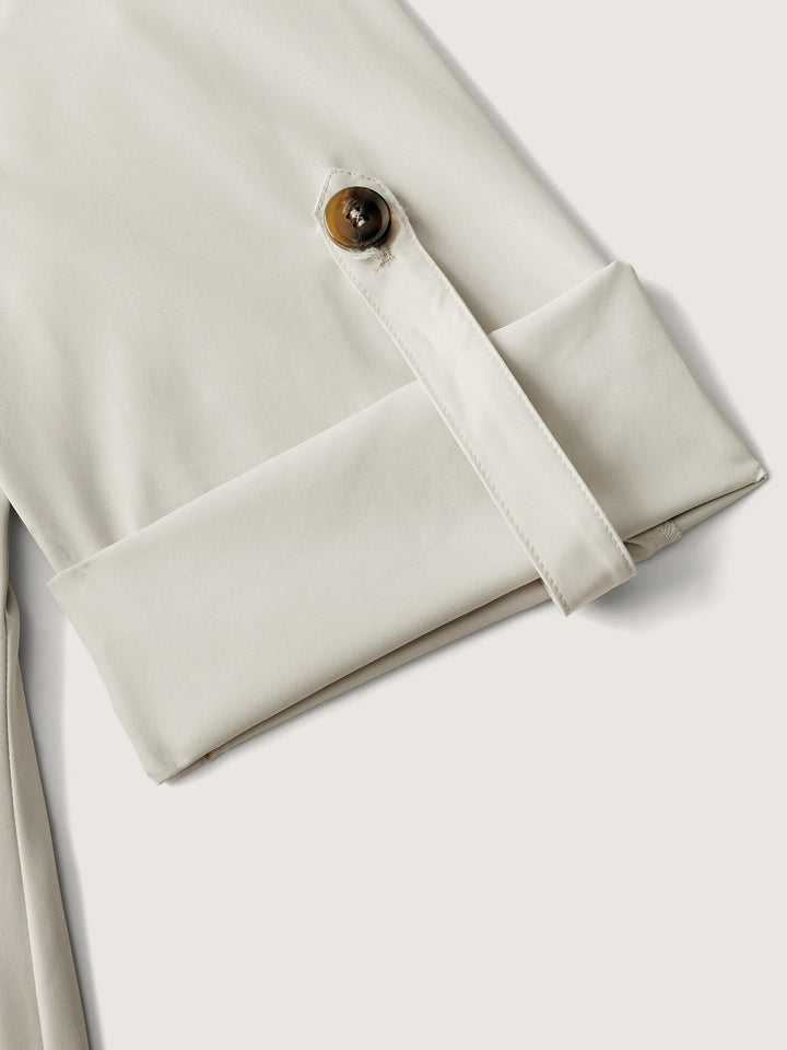 Tab Sleeve Pockets Button Jacket
