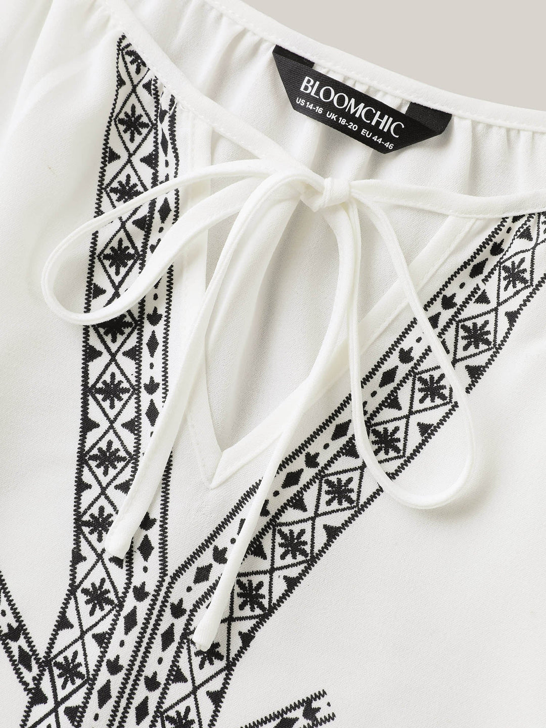 Boho Print Neck Tassels Shirt
