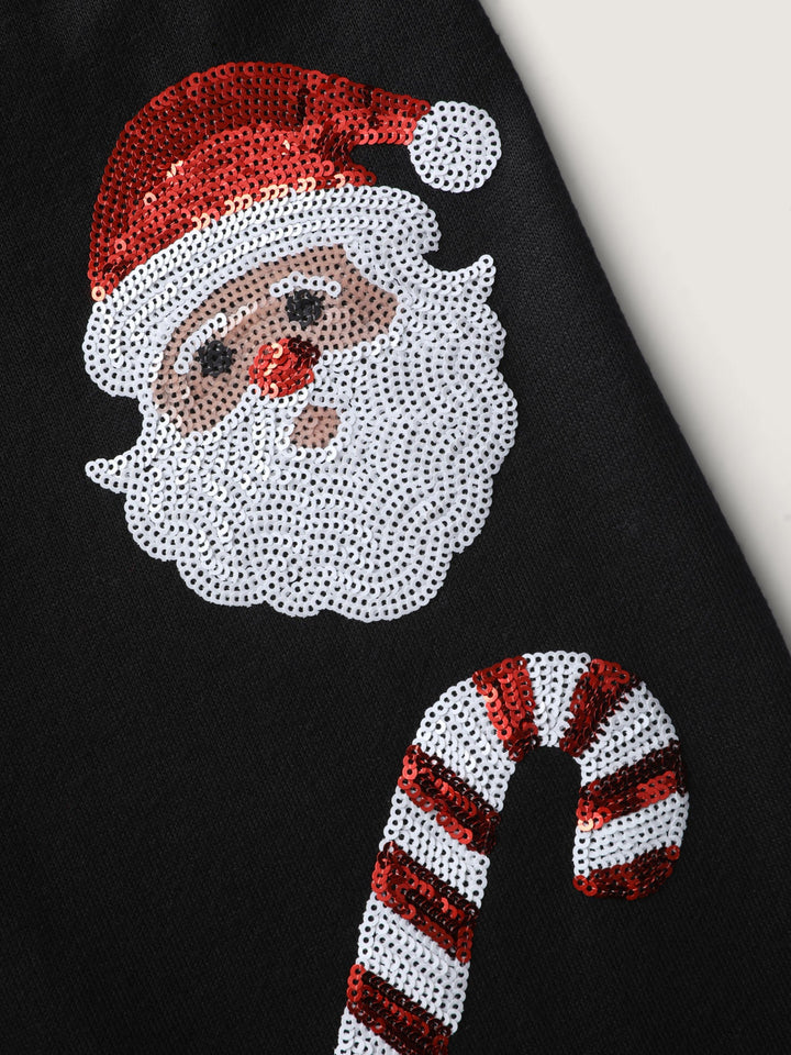 Holiday Sequin Embroidery Relaxed-Fit Sweatshirt