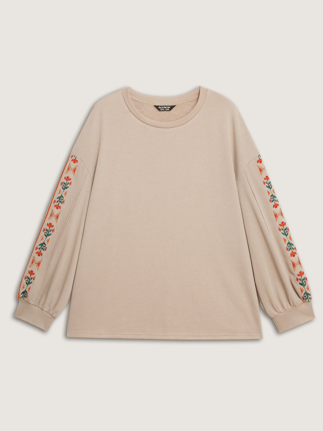 Floral Embroidered Sleeve Sweatshirt