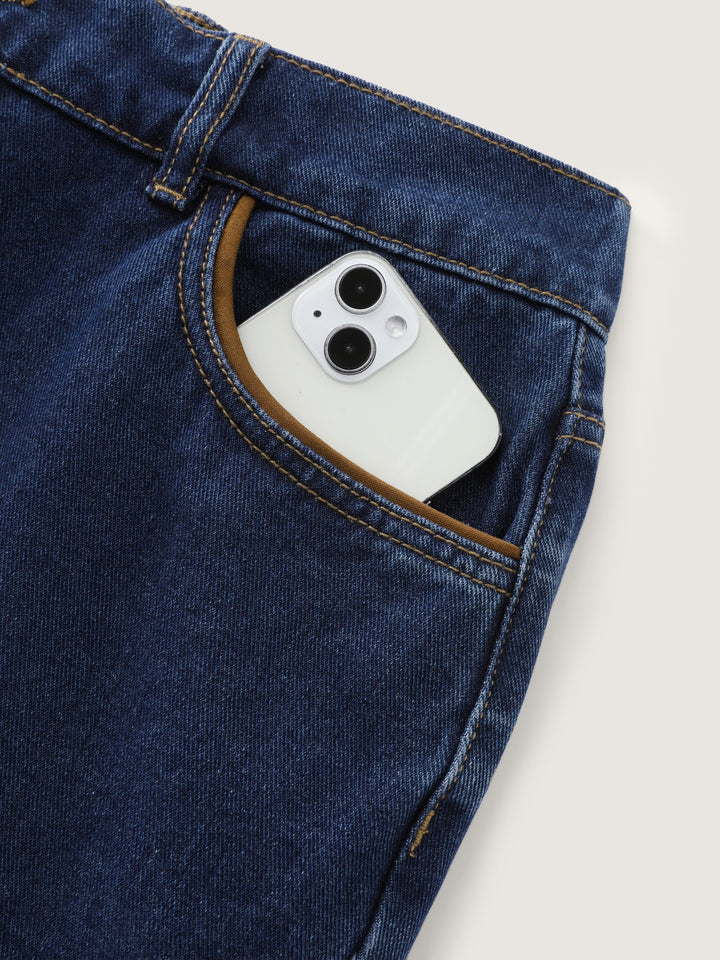 Cotton Mid-Rise Wide-Leg Jeans