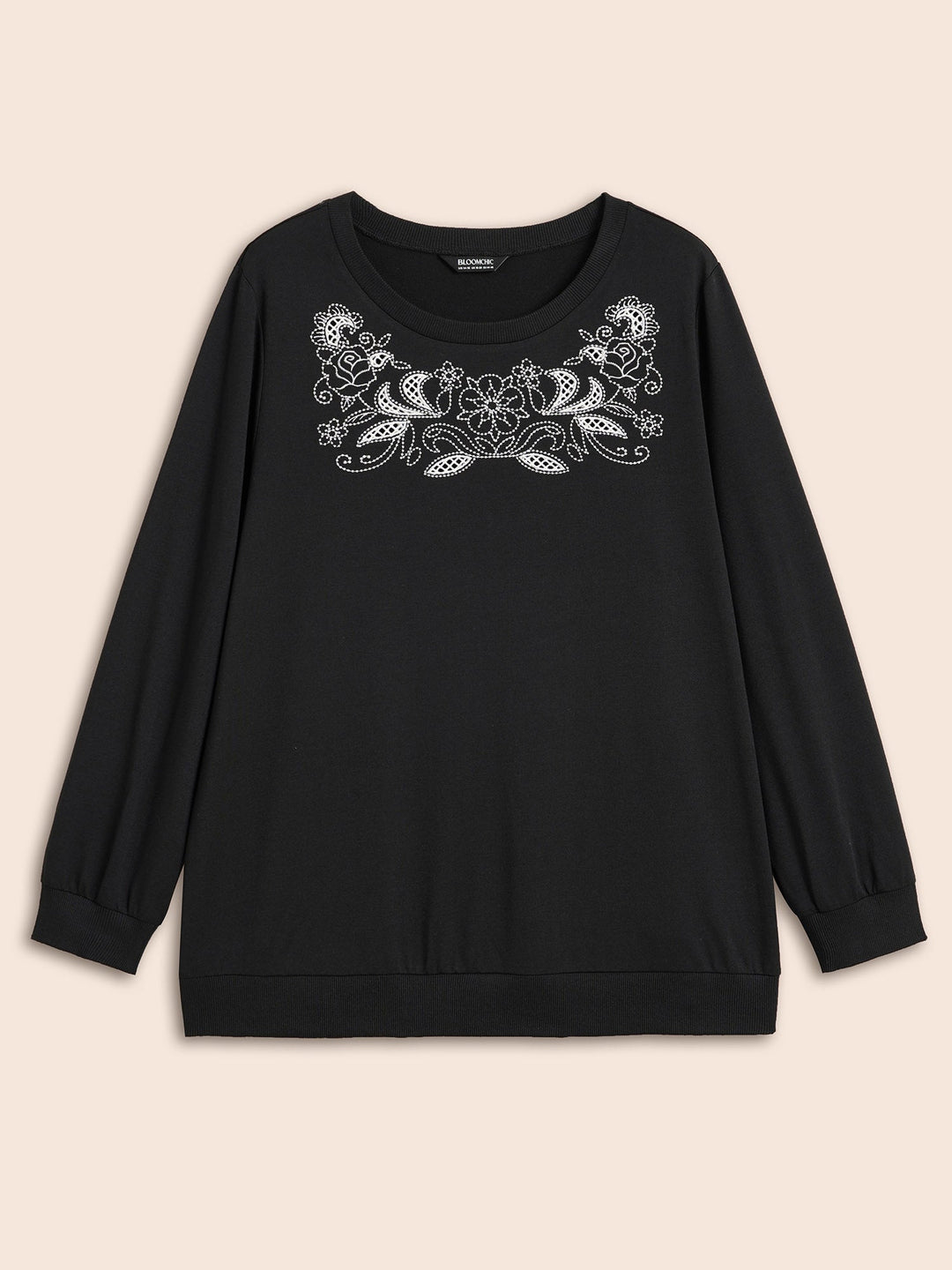 Broderie Anglaise Round Neck Sweatshirt