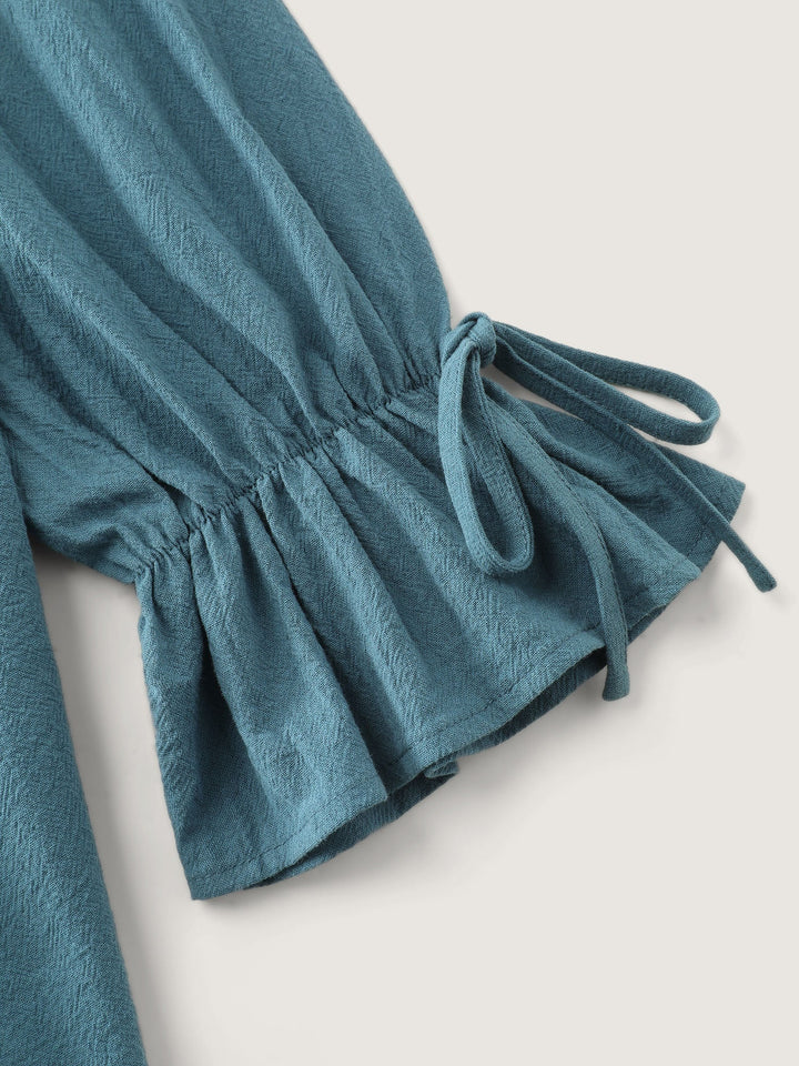 Pure Cotton Toothpick Pleat Tie Blouse