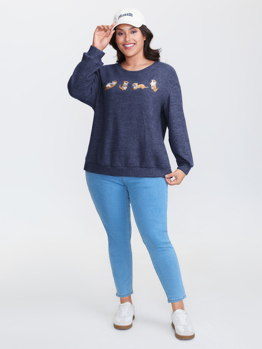 Happy Otter Embroidered Sweatshirt