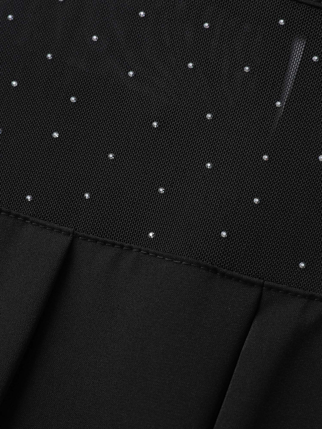 Hotfix Rhinestones Sheer Blouse