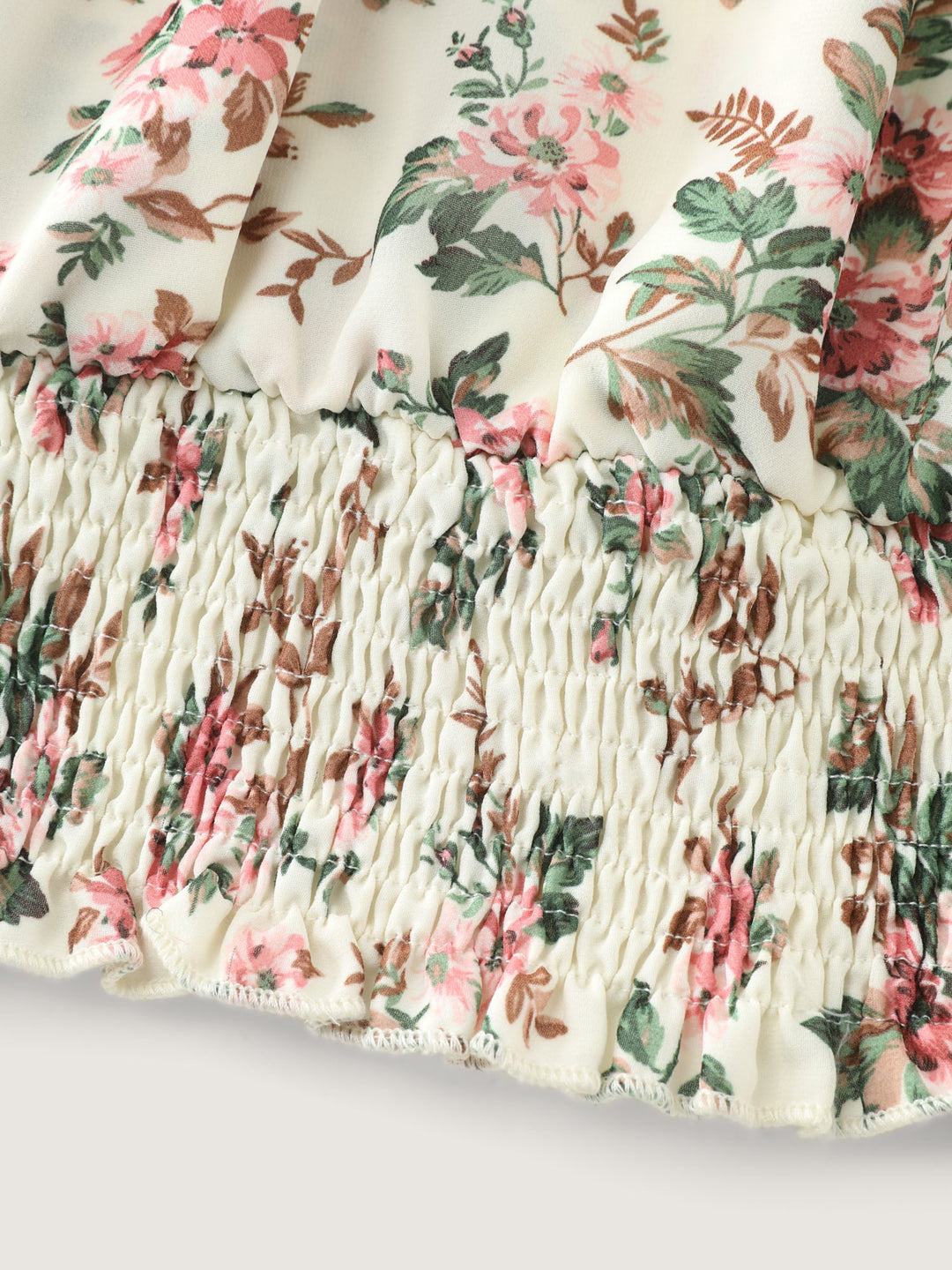 Floral Print Shirred Hem Blouse