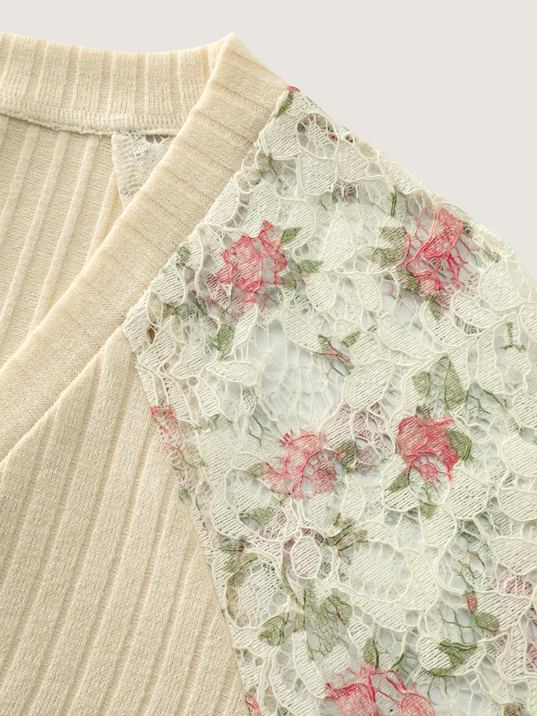 Floral Lace V-Neck Spliced Sweatshirt