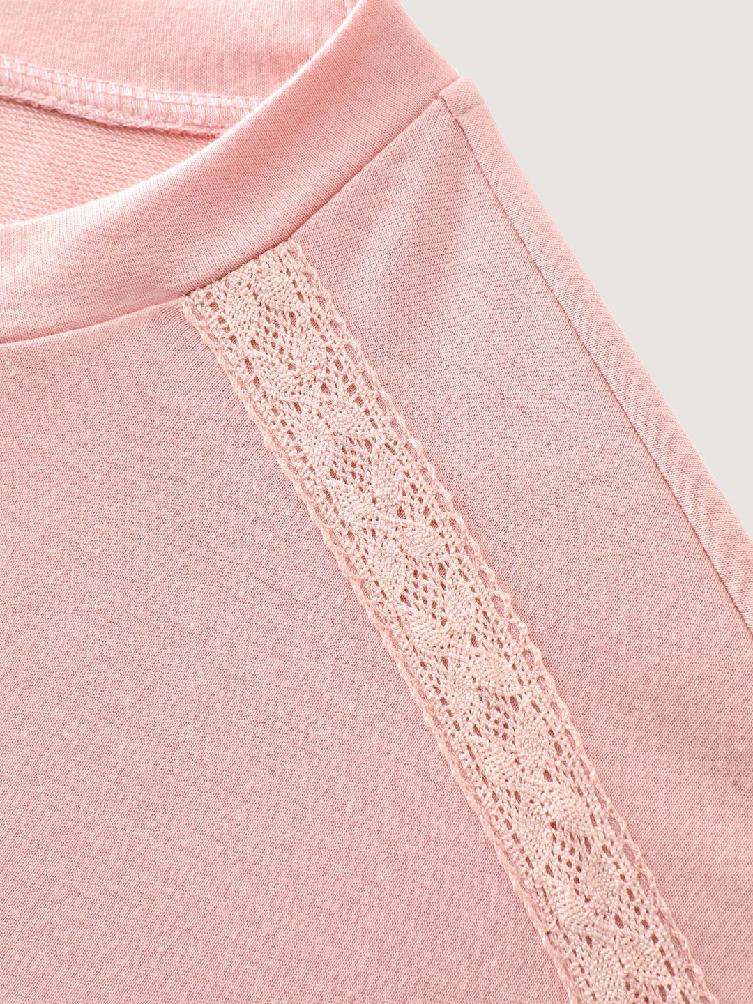 Floral Embroidery Lace Trim Sweatshirt