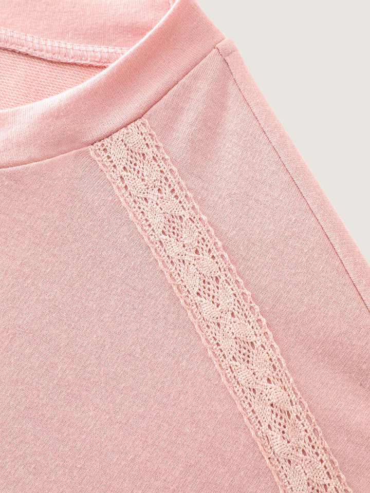 Floral Embroidery Lace Trim Sweatshirt