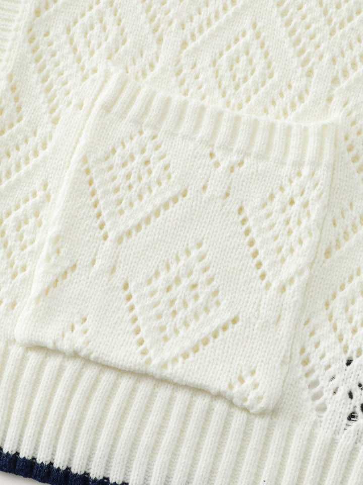 Textured Cut-Out Tie-Front Knit Cardigan