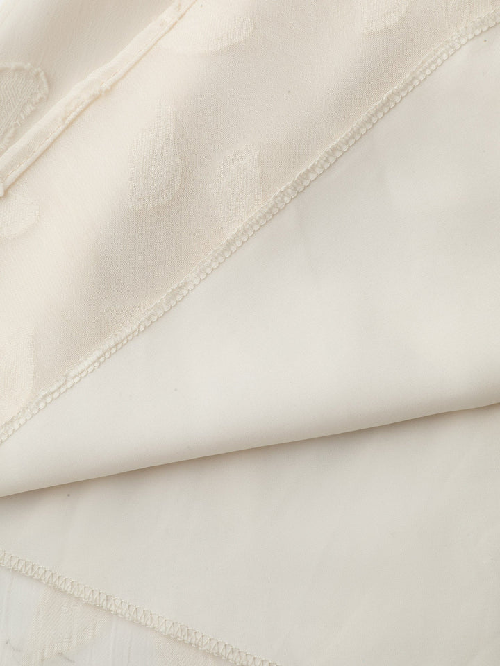 Sheer Chiffon Textured Waist-Tie Blouse