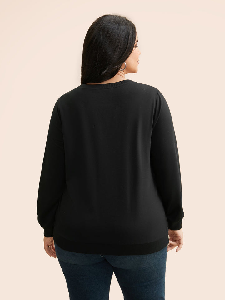Broderie Anglaise Round Neck Sweatshirt