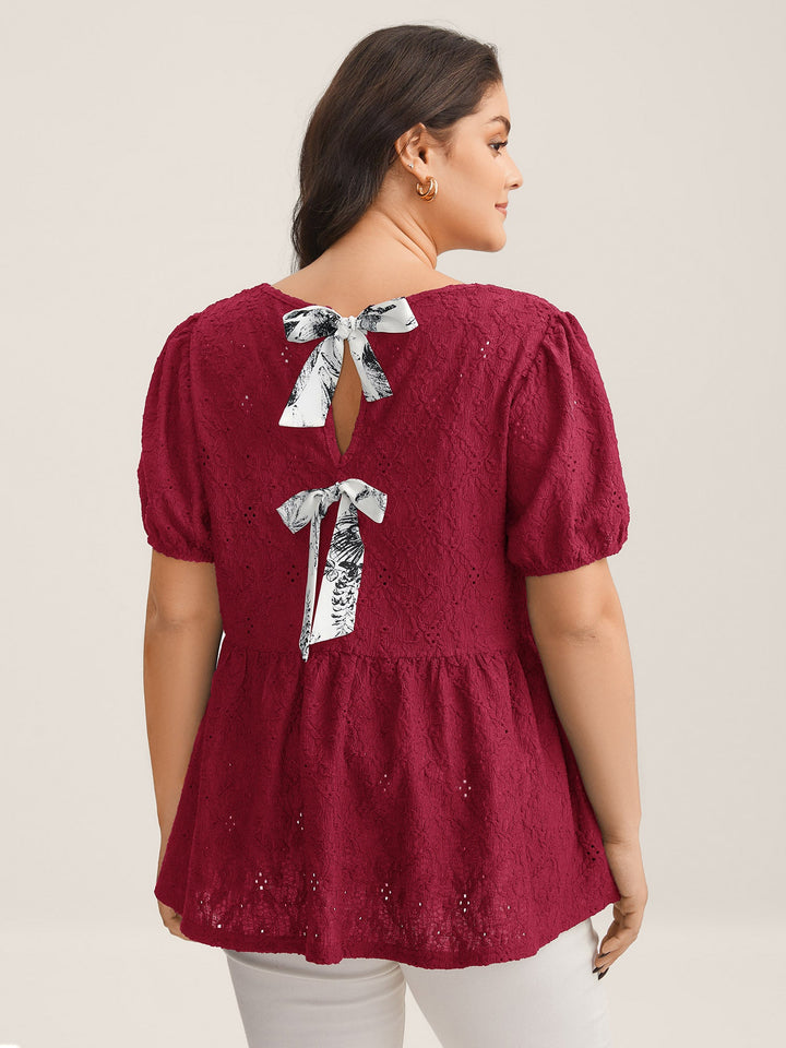 Back Bow Tie Textured Top
