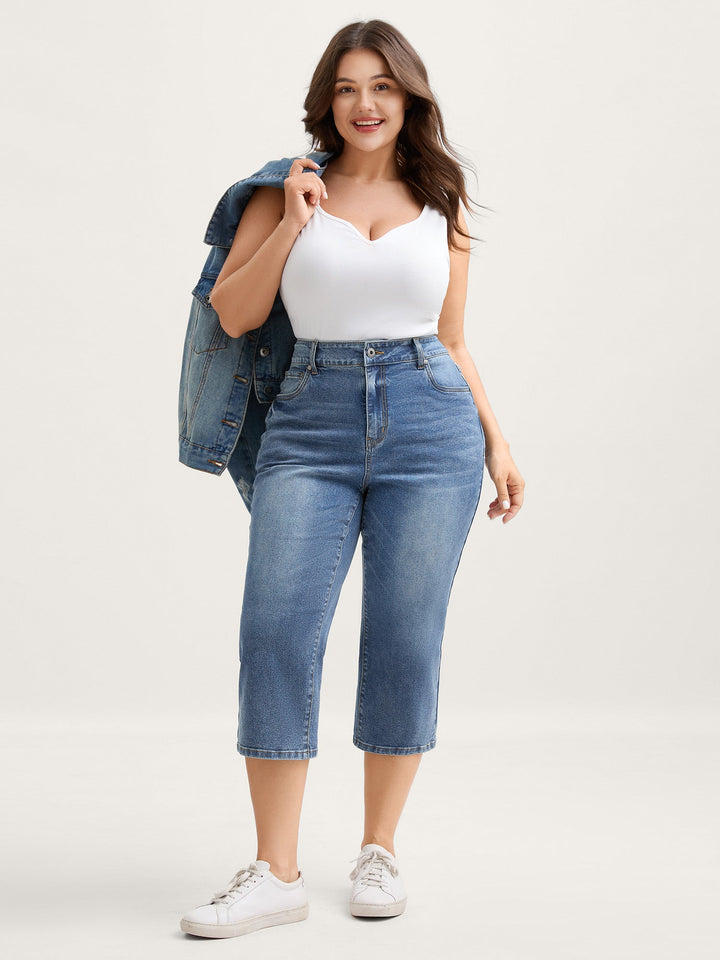 Vintage Wash Bootcut Cropped Jeans