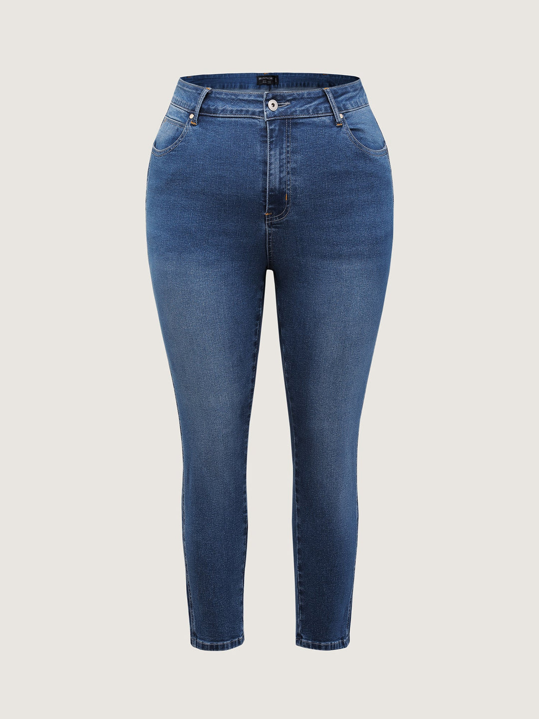 Stretchy Mid-Rise Straight-Leg Jeans