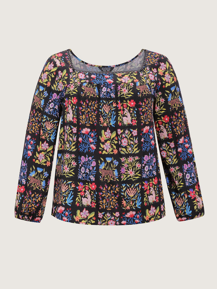 Rayon Floral Collage Lace Blouse