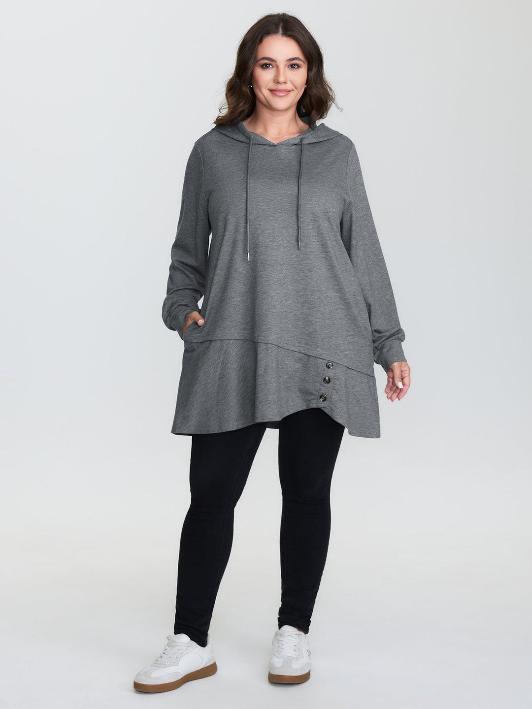 2-In-1 Ruffled Hem Tunic Hoodie